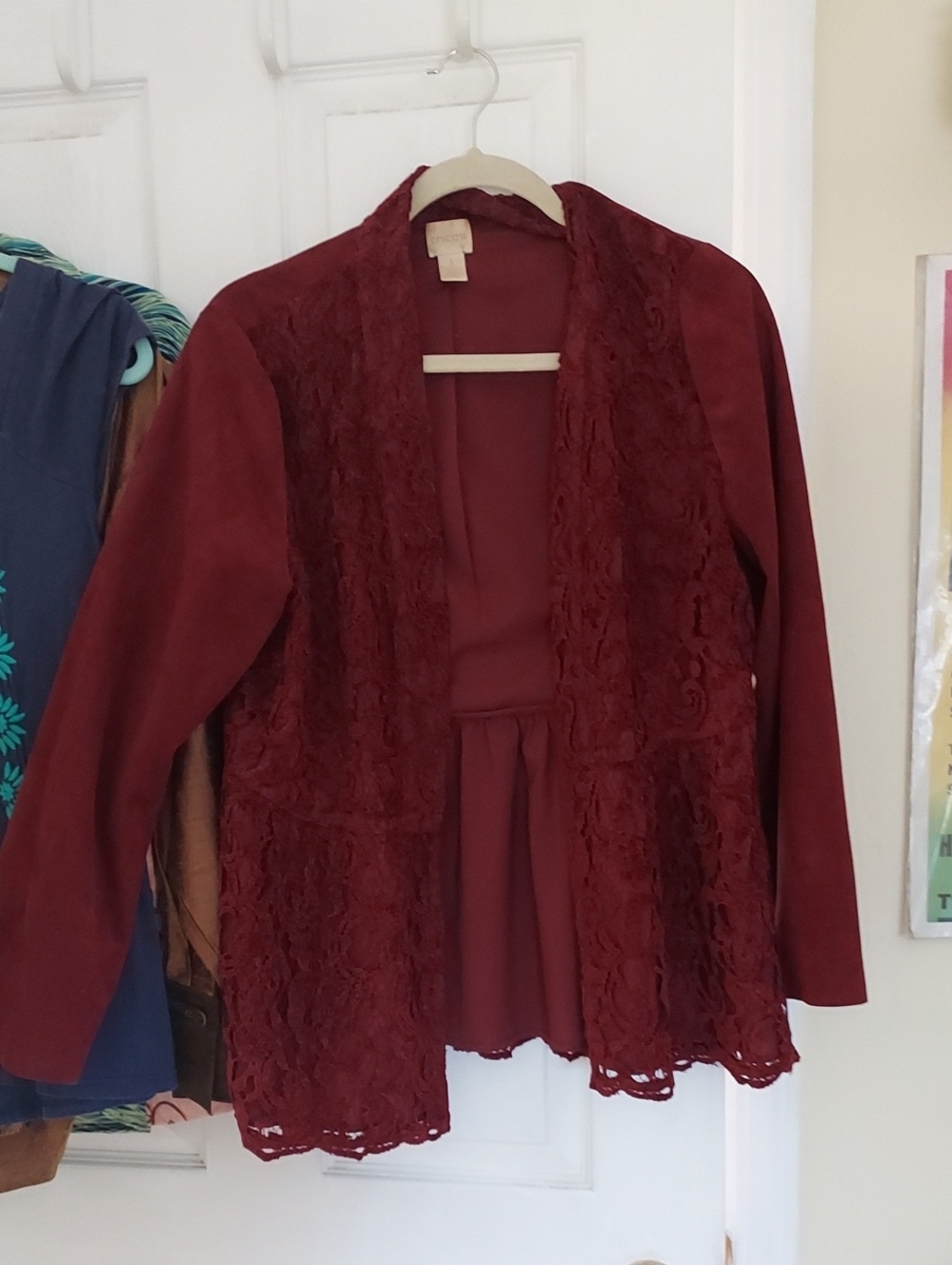 Chicos Suede-like Lacey Blazer Sz 1 (M)